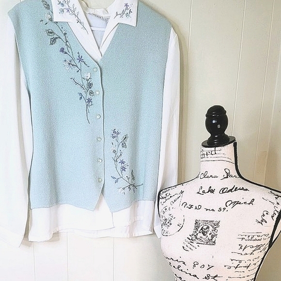 Vintage Koret Petites 3 Piece Skirt Set Floral Embroidery Large - Picture 2 of 16